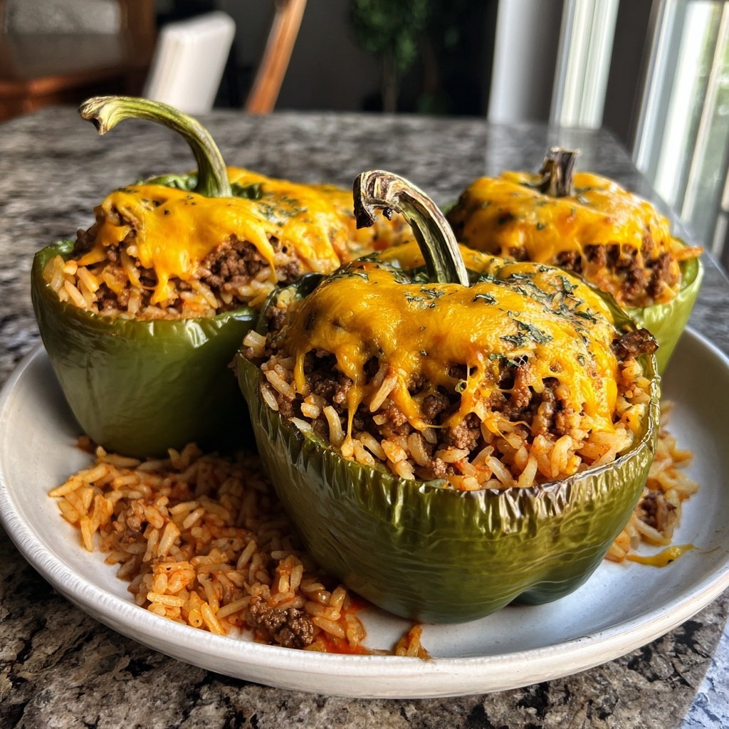Stuffed Peppers Beef Rice Cheese
