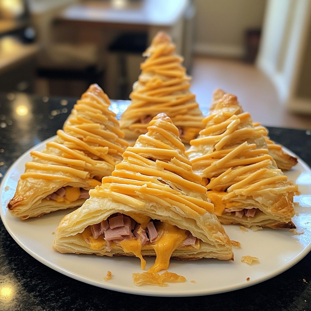 Ham & Cheese Puff Pastry Christmas Trees
