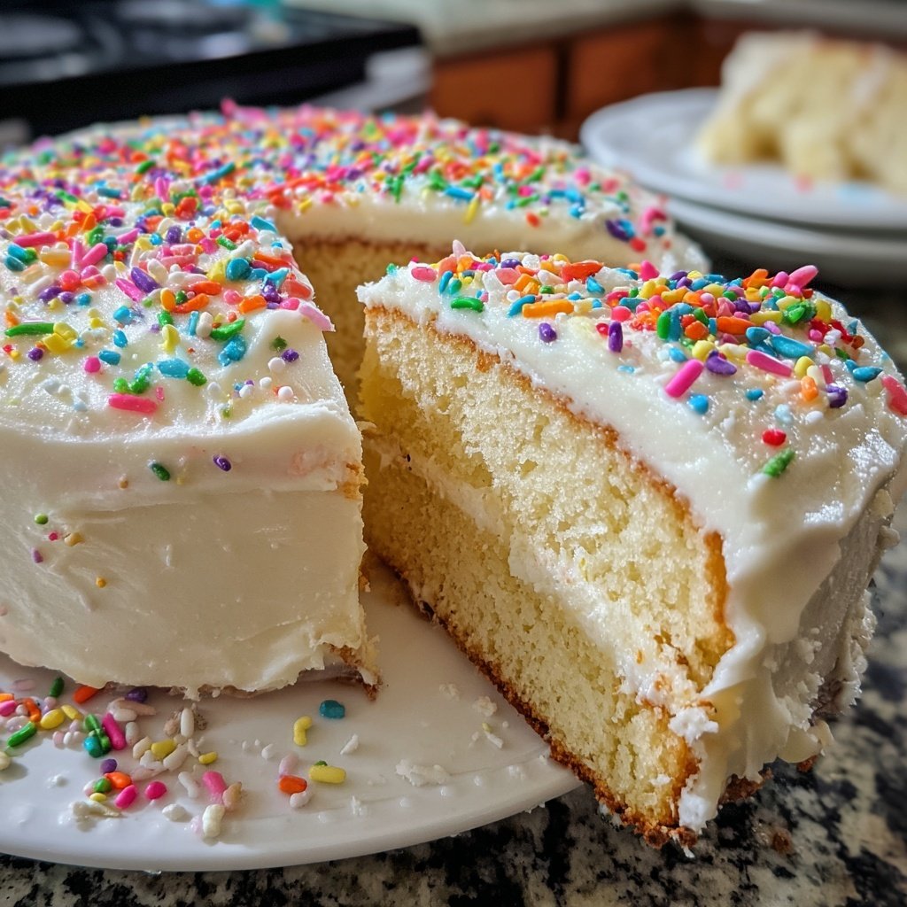 Vanilla Birthday Cake with Rainbow Sprinkles
