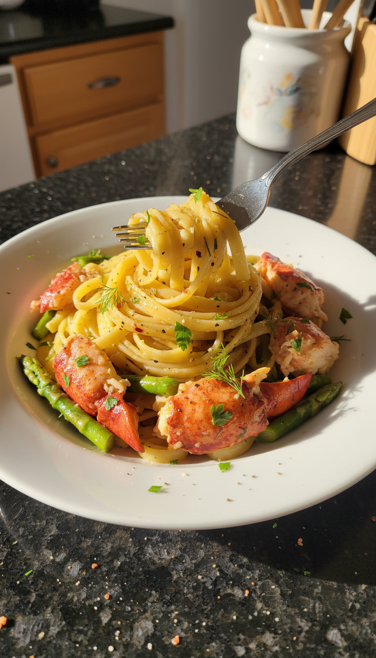Lobster and Asparagus Pasta