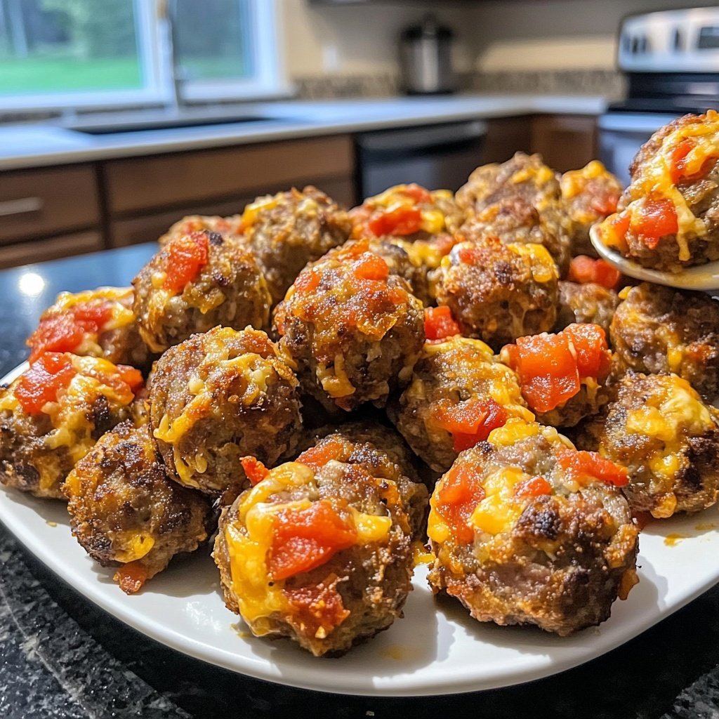 Easy Rotel Sausage Balls Recipe for Party Snacks