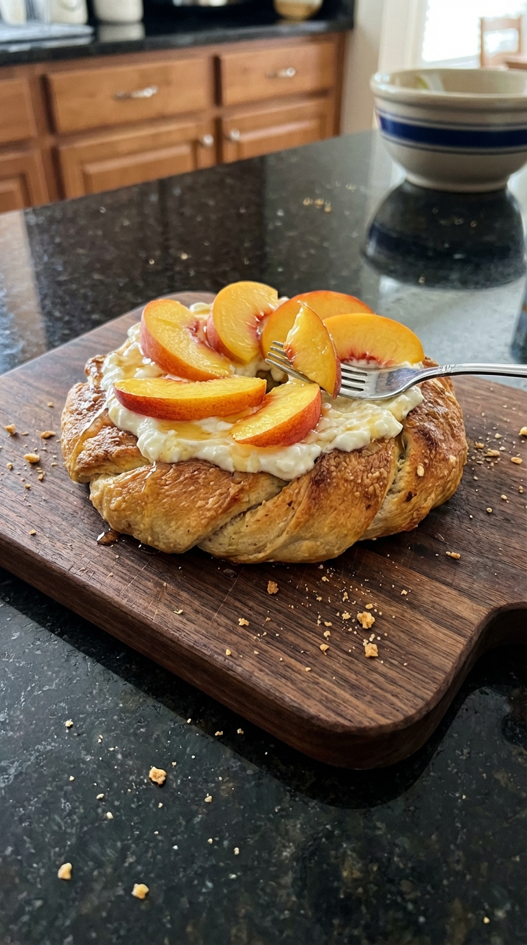 Peachy Cottage Cheese Bagel Twist