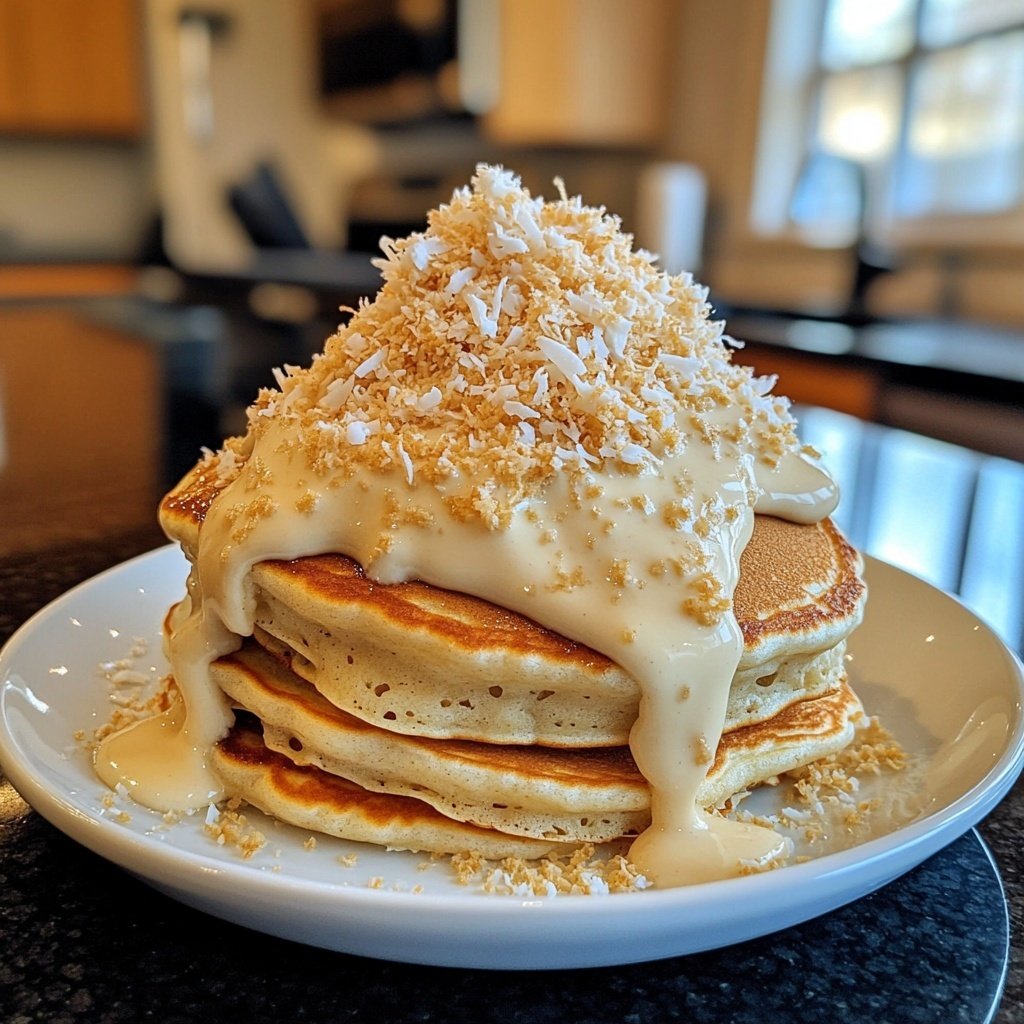 Sweet Coconut Cream Pancakes