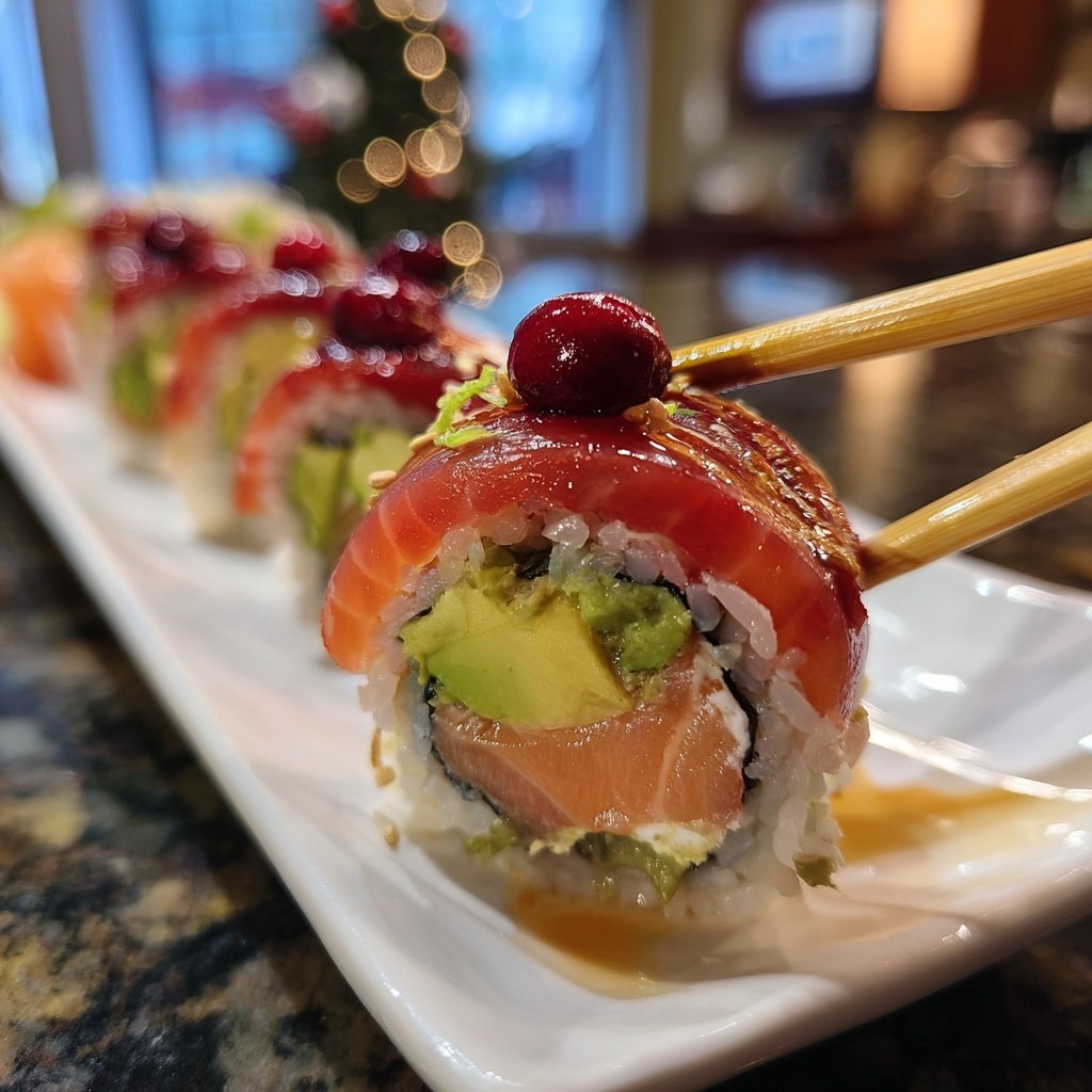 Festive Sushi Roll with Cranberry