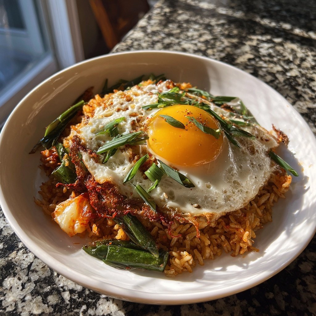 Kimchi Fried Rice with Crispy Egg