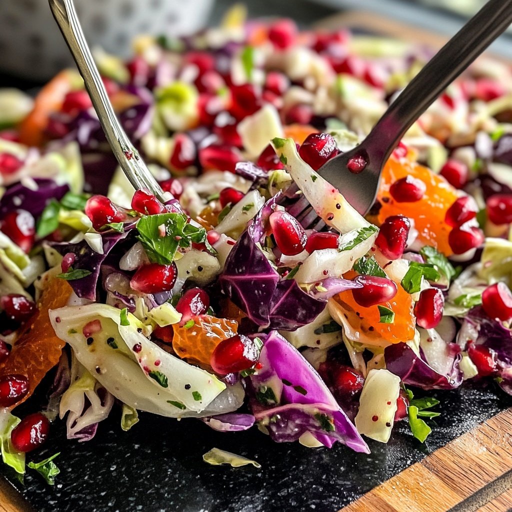 Orange Red Cabbage Salad with Pomegranate Seeds